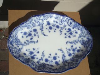 Antique W.  H.  Grindley Flow Blue Marie Porcelain Platter 16 " Wide