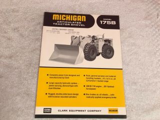 Rare 1971 Clark Michigan 175b Tractor Shovel Dealer Sales Brochure