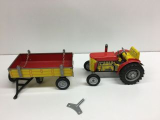 Kovap Kovodruzstvo Nachod 1:25 Zetor Tractor & Trailer Tin Wind - Up Mib`85 Rare