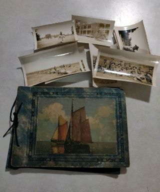 Antique Photo Album With Military Pictures,  Farm,  Train,  Children And More 1930s