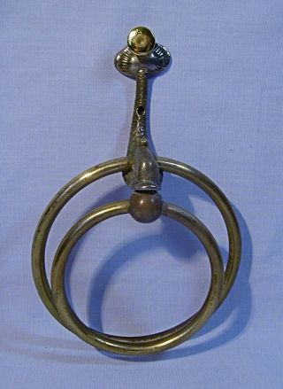 Vintage Brass Dolphin Or Koi 5 Inch Brass Double Ring Towel Holder