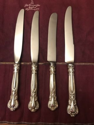 Set Of 4 Gorham Chantilly Sterling Silver Dinner Knives Old Mark 2 Mono,  Cloth