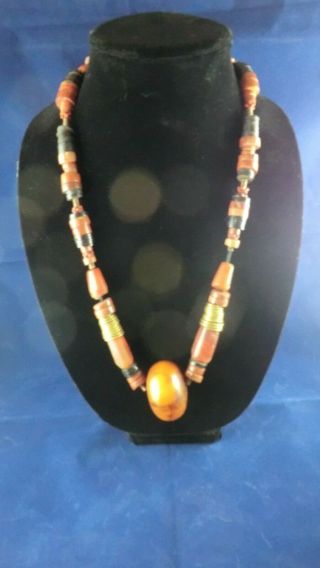 Vintage Bohemian Necklace 26 " Large Stone Beads