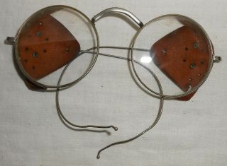 Antique Vtg Willson Clear Safety Glasses Driving Goggles Steampunk Lab Rat Rod