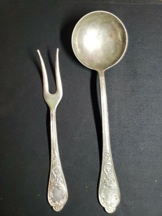 Vintage Italy 800 Sterling Silver Serving Fork And Spoon