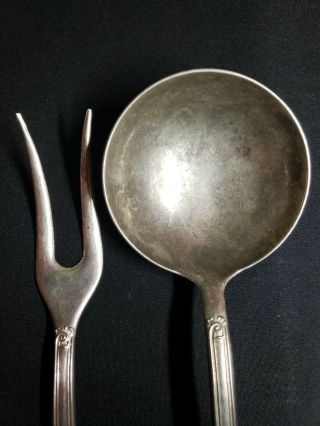 VINTAGE ITALY 800 STERLING SILVER SERVING FORK AND SPOON 2