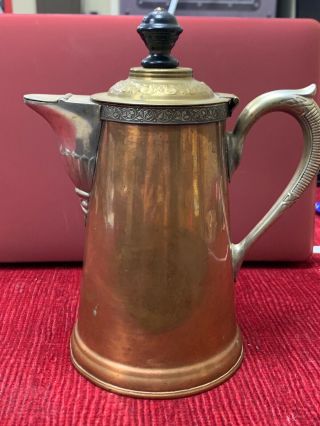 Manning Bowman & Company Copper Tin And Brass Coffee Pot Number 2 Antique 2
