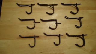 9 Vintage Metal Twisted Wire Screw In Hat / Coat Hooks / Hangers