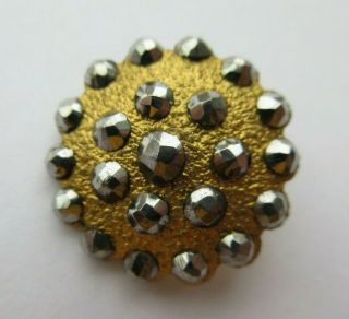 Dazzling Antique Vtg Victorian Metal Button W/ Cut Steel Accents 3/4 " (b)
