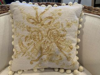 Rare Vintage Katha Diddel Hand Made Needlepoint Pillow Square 11 X 11 Wool