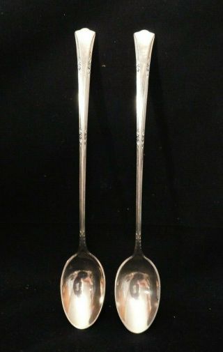 Two Vintage Gorham Sterling Silver Ice Tea Spoons Greenbrier Pattern 7 1/2 " Long