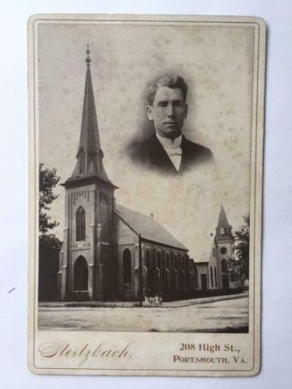 Antique 1800s Cabinet Card Photo Monumental Methodist Church Portsmouth Virginia