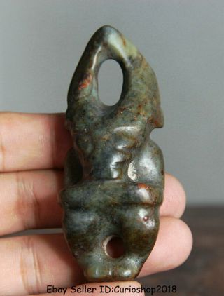 3.  2 " Rare Old Chinese Hongshan Culture Jade Carved Sun God Helios Pendant Amulet