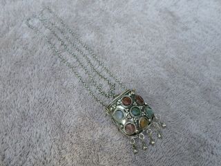 Antique Rare Jeweled Pill Box Necklace With Gem Stones,  All Stones Intact