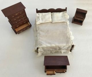 Vintage Doll House Furniture Bedroom Set Beautifully Crafted Wood Hope Chest