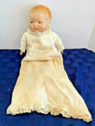 Antique Composition Cloth Body Baby Doll Sleep Eyes Wearing Dress