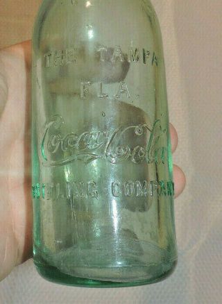 Rare Aqua Straight Sided Coca Cola Bottle " Tampa,  Flordia