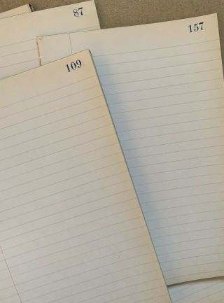 Vintage Ledger Blank Paper,  Lined & Numbered.  Rare Small Size.  8”x 5.  25”.