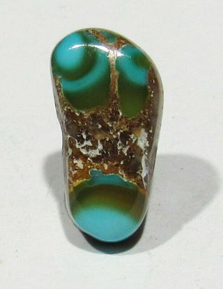 Rare Uniquely Matrixed Old Natural Blue Green Royston Turquoise Cabochon 19 X 10