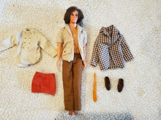 Vintage Ken 1972 Mod Hair Doll With Extra Outfits Clothing