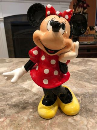 Rare Walt Disney Minnie Mouse Ceramic Porcelain Large Figurine Japan Repaired