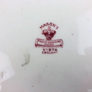 Antique Mason ' s Ironstone Pink Red Vista Footed Trivet England Mark - Pre 1921 3