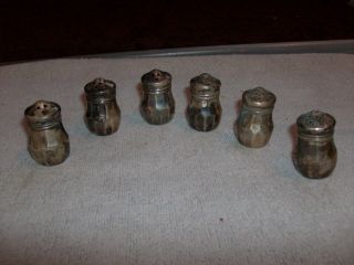 6 Vintage V.  L.  Sterling Silver Miniature Salt Pepper Shakers Vincent Lollo