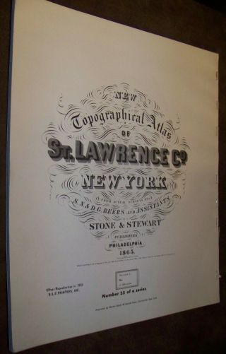 1865 St Lawrence County Ny Atlas Map Fw Beers Canton De Kalb Colton 1977 Reprint