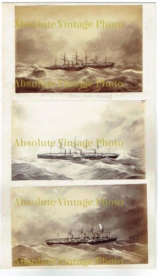 Albumen Photos Of Paintings Brunels Ship Great Eastern At Sea Etc Antique 1860s
