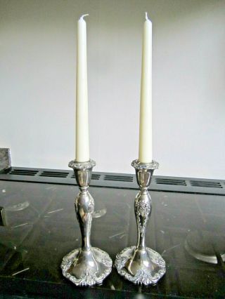 Old Pair Antique Victorian Style Silver Plated Candlesticks Candleholders C1970