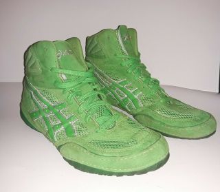 Rare Asics Split Second 6 Green Wrestling Shoes Mens Size 9.  5 Jy601