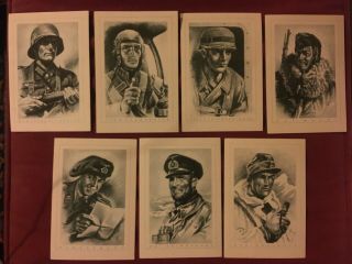 German Wwii Soldier Postcards - Set Of Seven - Deutsce Soldat - Rare