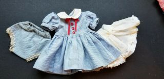 Vintage 1950,  S Pale Blue Stripe Dress For 14 " Hard Plastic Dolls Panties& Slip I