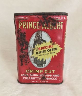 Rare 1962 Prince Albert Crimp Cut Pipe Cigarette Tobacco,  Knife Offer 1 1/8 Oz.