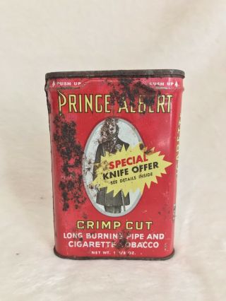 Rare 1962 PRINCE ALBERT CRIMP CUT PIPE CIGARETTE TOBACCO,  KNIFE OFFER 1 1/8 Oz. 2