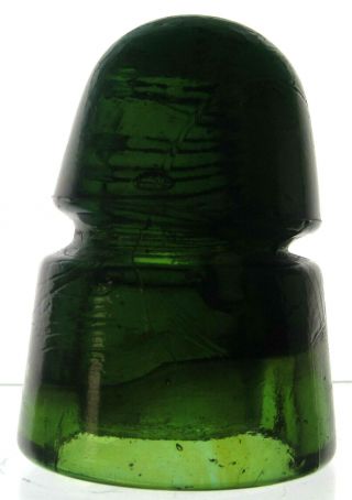 Cd 145 Emerald Green " B " Antique Glass Telegraph Insulator Warped Crown/dome
