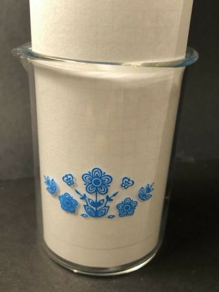 Vintage Rare Pyrex Glass Blue Flower Only From Corning Lab Beaker 3 1/4 " Tall