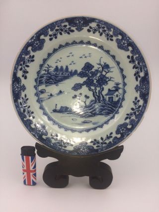 Good Antique Chinese Export Porcelain Blue & White Plate Qing Dy C1750