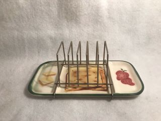 Vintage Antique 5 Slice Toast Rack Server Caddy With Jelly And Butter