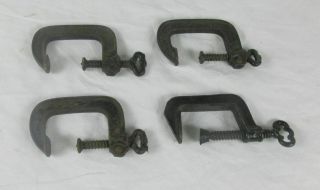 4 Vintage Antique C Clamps,  Cast Iron Fancy Skeleton Key Quilt Frame 1 Stearns