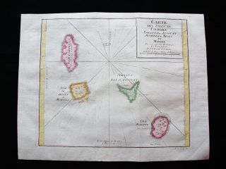 1754 Bellin: Map Africa Eastern,  Comoros,  Anjouan Island,  Indian Ocean