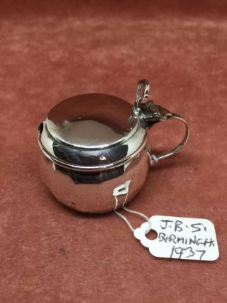 A Solid Silver Faceted Bodied Mustard Pot By J.  B.  S.  Hm Birmingham 1937