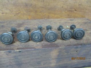 6 Antique Vintage Small Solid Brass Drawer Pulls Knobs 3/4 " Diameter H89