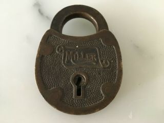 Antique Miller Lock Co Philadelphia Brass Lock Padlock