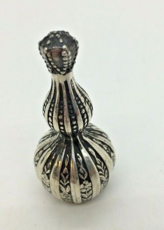 Sterling Silver Ornate Perfume Snuff Bottle Art Nouveau Rococo 225 Scent Vintage