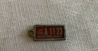 Rare 1945 Utah Dav Disabled American Vets Key Chain Tag Liscense Plate