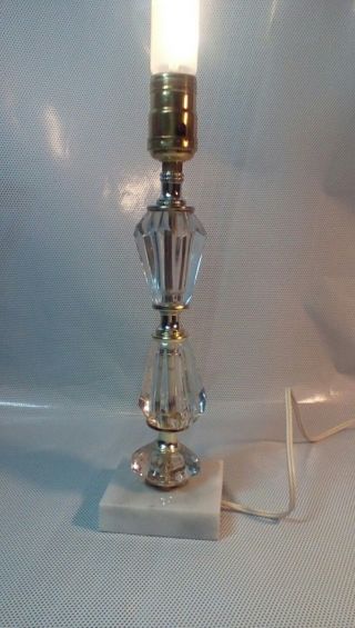 Glass Crystal Table Desk Lamp With Marble Base Gold Vintage Antique Brass Glass