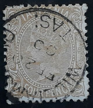 Rare 1900 Tasmania Australia 4d Pale Bistre S/f Stamp Williamsford Postmark
