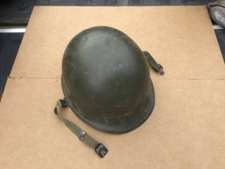 Antique old US WW2 Era M1 Helmet Swivel Bale chin strap Rear Seam w/ liner WWII 2