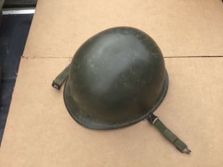 Antique old US WW2 Era M1 Helmet Swivel Bale chin strap Rear Seam w/ liner WWII 3